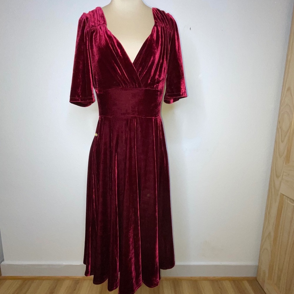 Whimsigoth Witchy Vampire Dress S Midi Burgundy Dark Romance